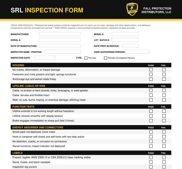 FPD branded SRL inspection form preview