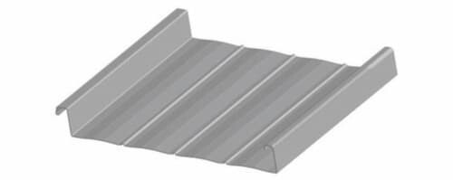 Profile view of A&S BattenLok HS 2-inch tall mechanical lock standing seam panel. The BattenLok HS features a 2-inch vertical leg, making it ideal for SSRA1 anchor attachment. Image courtesy of www.MBCI.com.