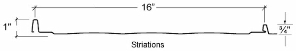 Absolute Steel 16 inch panel profile. Image courtesy of www.MetalRoofingSource.com.