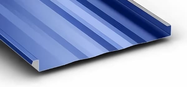 B&M Metals Maxima 2-inch mechanical-lock standing-seam panel profile; image courtesy of www.BMMetalRoofing.com. Technical profile of the B&M Metals Maxima panel featuring a bold 2-inch vertical seam for superior wind uplift resistance; image courtesy of www.BMMetalRoofing.com.