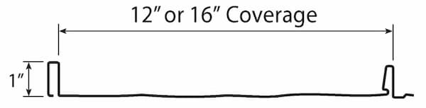 Profile view of the Baker Metal Non-Striated Snaplock panel featuring a sleek, flat pan design and 1-inch tall interlocking seam; image courtesy of www.BakerMetalWorks.com.