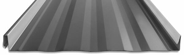 A profile view of the Versa-Span snaplock panel showing the 1.75-inch vertical rib and fluted pans. Image courtesy of www.TaylorMetal.com.