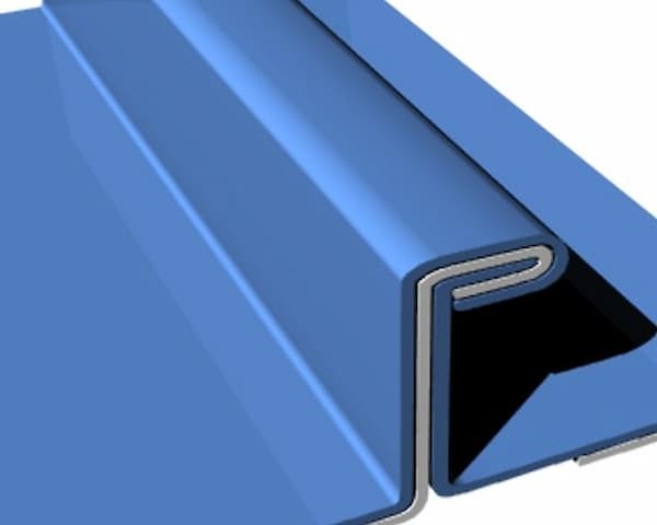 Chicago Metal Supply DL 100 mechanical lock roofing panel. Profile view of Chicago Metal Supply DL 100 double-lock mechanical standing-seam panel with a 1-inch seam height. Image courtesy of www.chicagometalsupply.com