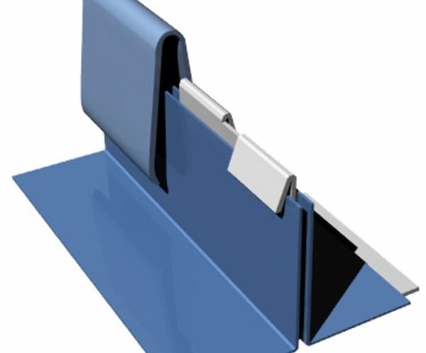 Chicago Metal Supply Snap-On Seam batten roofing panel. Chicago Metal Supply Snap-On Seam architectural panel featuring a full batten cover. Image courtesy of www.chicagometalsupply.com
