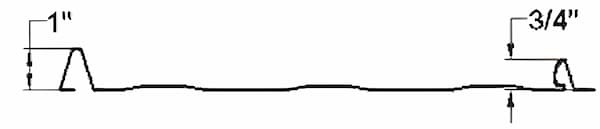 CTMRS ProSnap 100 1-inch tall nailstrip standing seam panel. CTMRS ProSnap 100 Profile Clipless snap-lock nailstrip system with integral slotted fastening strip. Image courtesy of www.ctmrs.com.