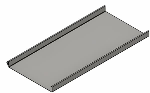 Dallas Metal Products DMP 100 Batten Cap architectural metal roof panel; image courtesy of www.DallasMetalProducts.com. Profile view of the DMP 100 Batten Cap panel illustrating the unique 1-inch architectural batten seam and concealed clip system; image courtesy of www.DallasMetalProducts.com.