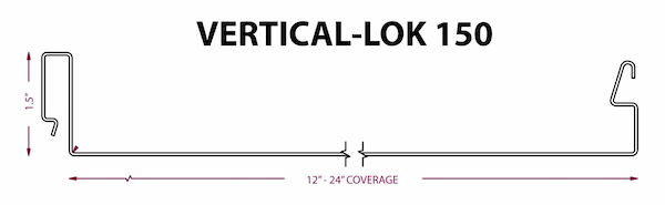 Encore Steel Buildings Vertical-Lok 150 panel. Image courtesy of www.EncoreSteelBuildings.com.