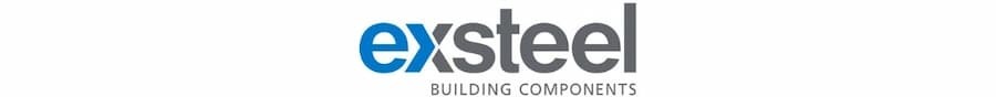 Corporate logo for ExSteel Building Components, a leading Canadian manufacturer of precision-engineered steel roofing and wall systems based in Aylmer, Ontario; image courtesy of www.exsteel.com.