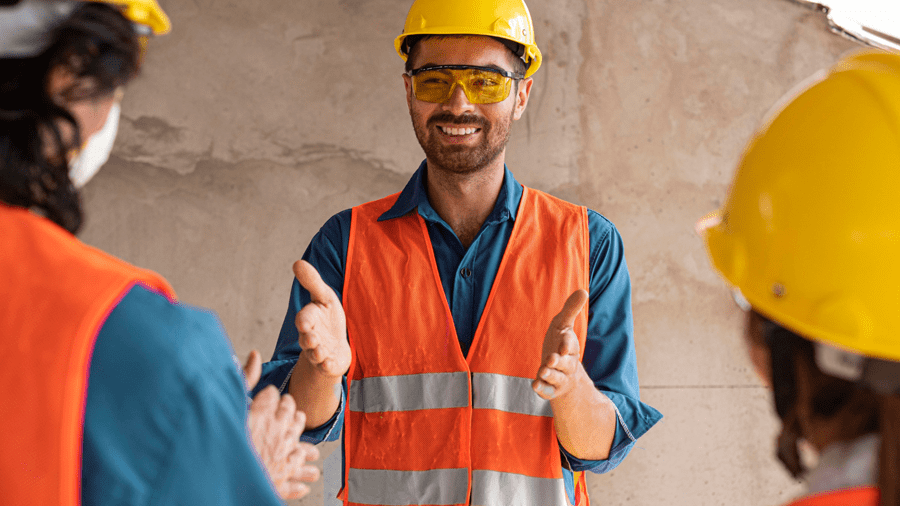 Safety training meeting on the jobsite.