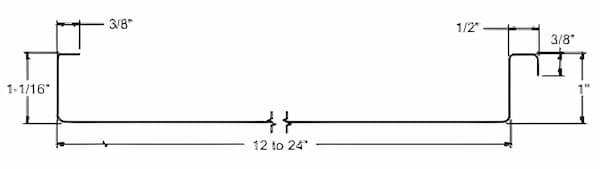 Architectural profile of Goldin Metals 1.5-inch mechanical lock standing seam panel. Image courtesy of www.GoldinMetals.com