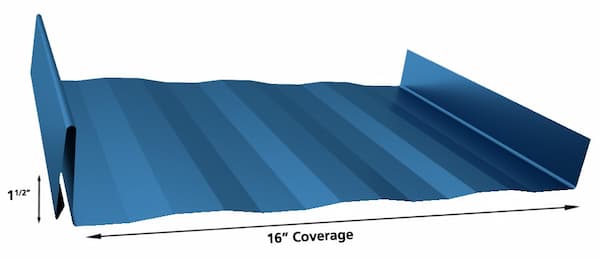 Profile view of Gulf Coast Supply GulfSnap snaplock standing-seam metal roof panel with 1.75-inch ribs. Image courtesy of www.GulfCoastSupply.com
