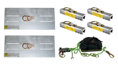 SSRA HLL kit for deploying horizontal lifelines on standing seam roofs with zero penetrations.