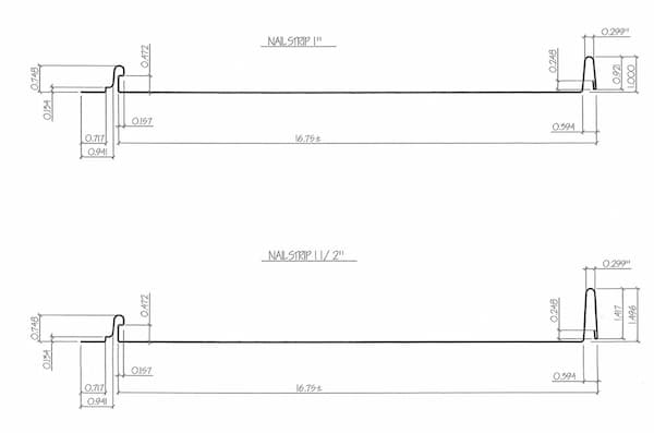 Majestic Metals Regal Nailstrip snaplock roofing panel. Majestic Metals Regal Nailstrip standing-seam panel with a concealed fastener screw slot. Image courtesy of www.MajesticMetalsInc.com
