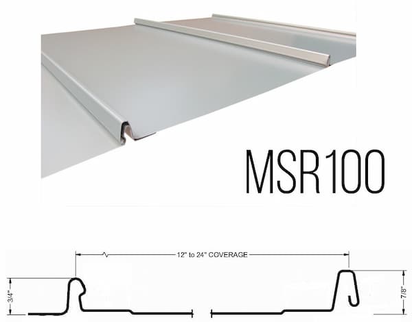 MSR 100 Snap-Lock Nailstrip profile featuring a 1-inch tall seam. Image courtesy of www.MasterSteelRoofing.com