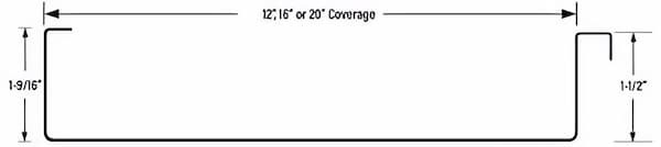 Profile view of the 150MSAllSeam mechanical seam panel, available in steel, aluminum, and copper; image courtesy of www.MetalAlliance.com.