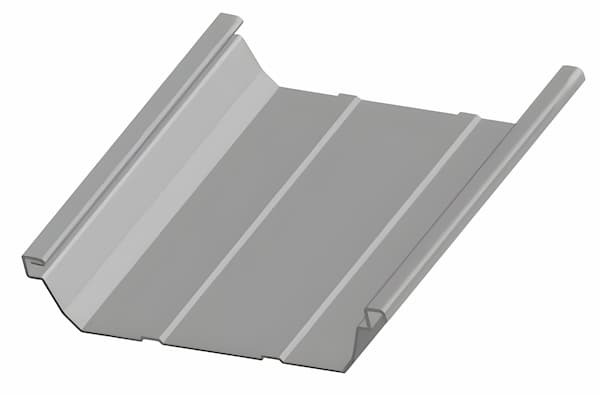 Metallic Building Systems Double-Lok Panel Profile Double-Lok 3 inch trapezoidal mechanical standing seam panel. Precision engineered by Metallic Building Systems for industrial applications. Image courtesy of www.Metallic.com.