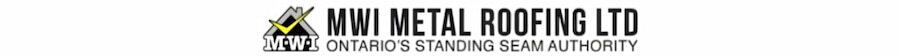 Corporate logo for MWI Metal Roofing, the premier choice for on-site mobile standing seam manufacturing in Ontario; image courtesy of www.MWIMetalRoofing.ca.