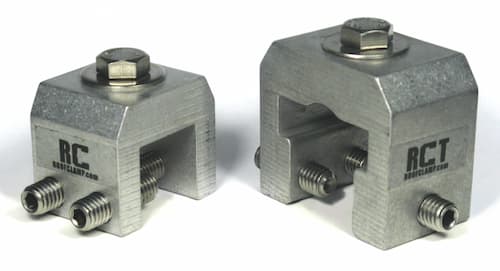 RoofClamp RC and RCT seam clamps for attaching equipment to standing seam roofs.