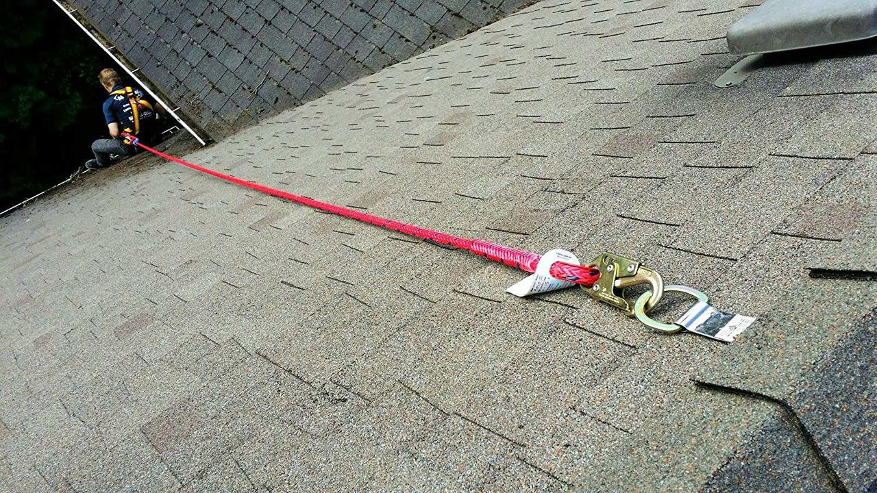 Super Anchor 2815 installed on a shingle roof for fall protection.