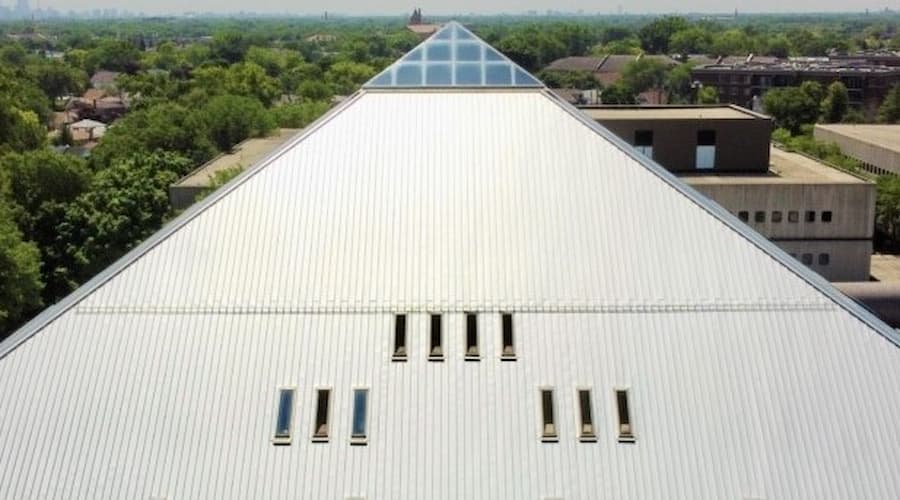 Sheet Metal Supply LTD standing seam pyramid building project. Image courtesy of www.SheetMetalSupplyLTD.com.