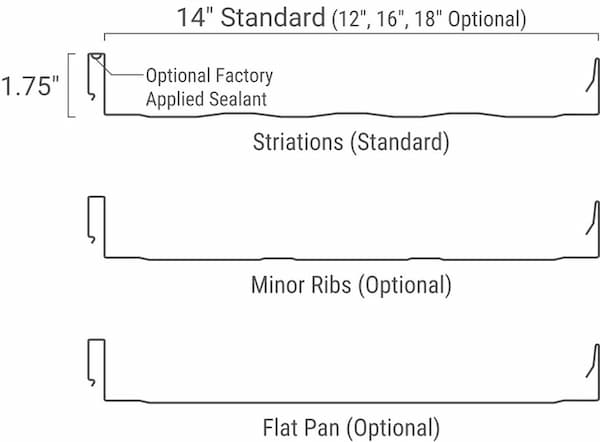 Best Buy Metals Snap Seam panel profiles. Image courtesy of www.BestBuyMetals.com.