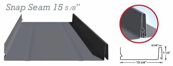 Snap Seam snap-lock standing seam profile by Steel Tile Co. Image courtesy of www.SteelTile.com. Steel Tile Co. Snap Seam offers a high-durability, cost-effective roofing solution. The snap-lock design provides a secure, watertight fit for rapid installation without the use of mechanical seaming tools.