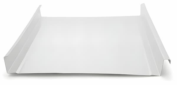 A technical profile view of the 24-gauge SteelDash Mechanical standing seam panel, featuring a heavy-duty 2-inch rib designed for high structural integrity. Image courtesy of www.SteelDash.com. SteelDash Mechanical standing seam metal roof panel profile with 2-inch seam height. Image courtesy of www.SteelDash.com.