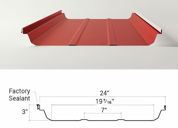 Whirlwind Steel Super Seam II roof panel. Image courtesy of www.WhirlwindSteel.com. 