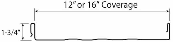 Profile view of the 1.75-inch snap-lock standing-seam architectural metal panel showcasing the concealed fastener system; image courtesy of www.TinManSupply.com.
