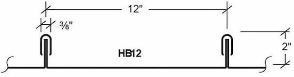 Profile view of the 2-inch Batten Seam panel featuring a traditional batten cap design and 1.875-inch seam height; image courtesy of www.TinManSupply.com.