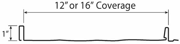 Profile view of the ABC Nailstrip Snap-lock architectural panel featuring a 1-inch seam height and integrated nail strip fastening; image courtesy of www.TinManSupply.com.
