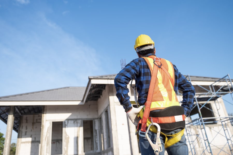 Construction worker with safety gear