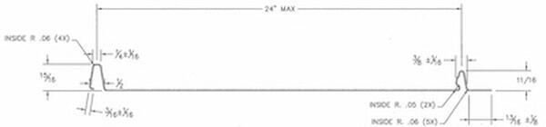 Residential nail strip profile featuring a fastener-free appearance and simplified installation. Image courtesy of www.Zimmerman-Metals.com.