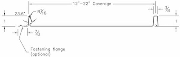 Residential nail strip profile featuring a fastener-free appearance and simplified installation. Image courtesy of www.Zimmerman-Metals.com.