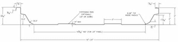 Industrial 3-inch trapezoidal panel with exceptional load-bearing capacity for large-scale buildings. Image courtesy of www.Zimmerman-Metals.com.